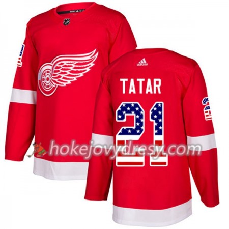 Pánské Hokejový Dres Detroit Red Wings Tomas Tatar 21 2017-2018 USA Flag Fashion Černá Adidas Authentic
